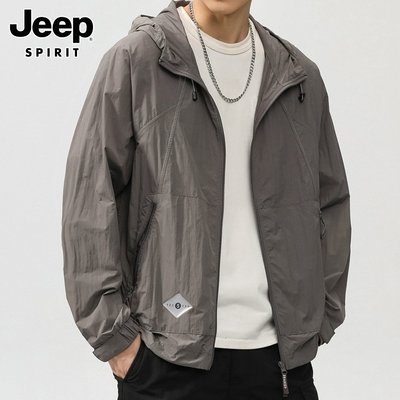 Jeep吉普山系防晒衣男士夏季轻薄UPF50+冰丝速干连帽皮肤衣男女款