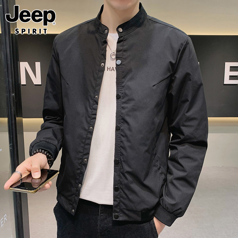 JEEP SPIRIT夹克男士春秋季新款立领衣服潮流百搭工装上衣外套男