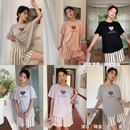 圆领睡衣 韩社凉感纯棉爱心家居服套装 女夏季 舒适休闲宽松短袖 短裤