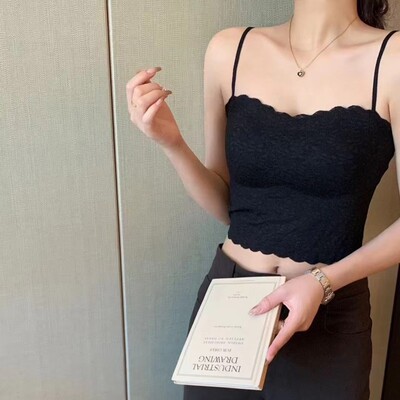 夏日风情美背吊带内衣女舒适无钢圈固定杯裹胸内搭性感蕾丝背心