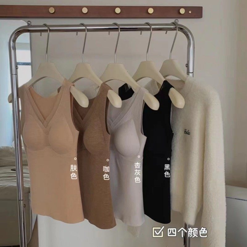 Cailekuen速热恒温保暖背心女秋冬新款舒适蕾丝V领一体固定杯内搭,女士内衣/男士内衣/家居服,保暖背心,淘宝优惠券,粉丝福利购,淘宝优惠卷