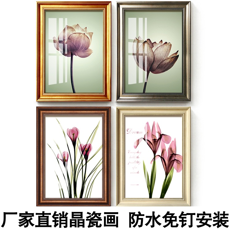 简约透明花卉现代中式美式客厅墙画卧室楼道卫生间厕所装饰壁挂画图片