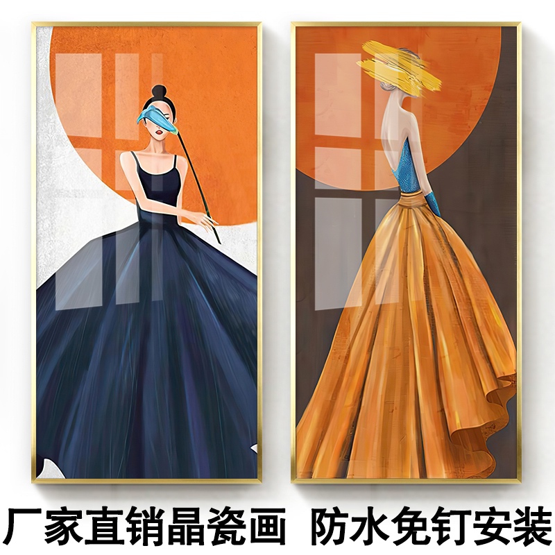 防水卫生间挂画艺术美女人物长幅画玄关舞蹈室客厅酒店浴室装饰画图片