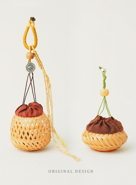 手工编织小竹楼吊坠车载挂件