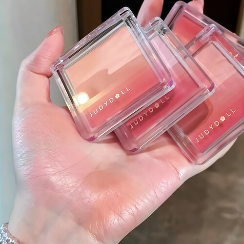 judydoll橘朵水缎光腮红盘双色腮红膏膨胀收缩奶杏色灰粉紫色提亮