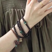 血檀蝴蝶多圈手串 黑檀木佛珠盘缠绝美手链女款 檀香冷门文玩小众