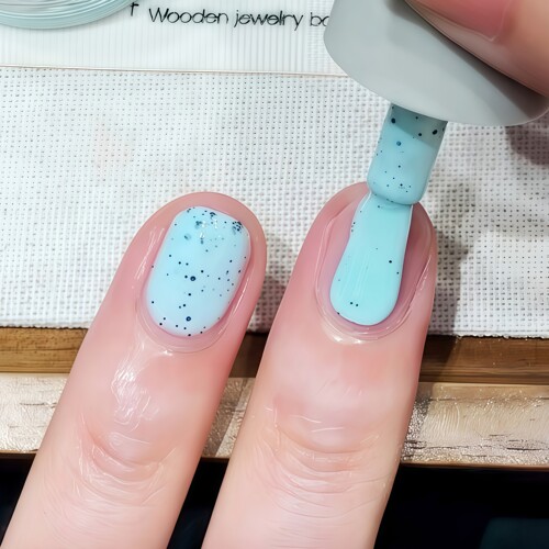 薄荷黑巧 蓝绿色美甲！twomoons指甲油女免烤速干安全无毒可撕脚