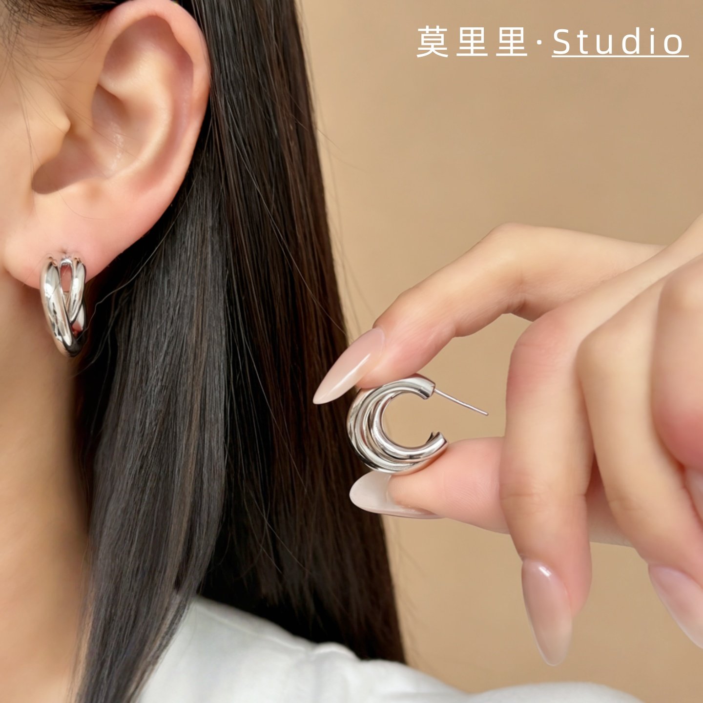 莫里里925银针小众简约耳钉时尚通勤个性小巧设计感ins风潮人耳圈,饰品/流行首饰/时尚饰品新,耳钉,淘宝优惠券,粉丝福利购,淘宝优惠卷