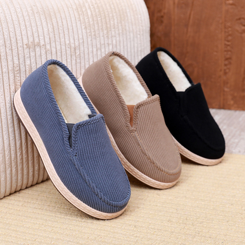 鞋子男加绒老北京棉鞋防滑工作鞋一脚蹬懒人鞋开车保暖休闲爸爸鞋