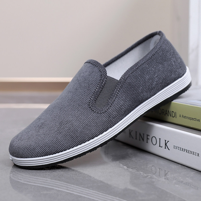 春季老北京布鞋男单鞋透气工作鞋男休闲一脚蹬舒适软底男鞋开车鞋