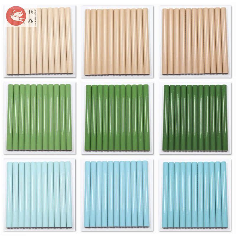 弧形瓷砖马赛克商场圆柱渐变色圆管棍子砖背景墙艺术墙砖网贴条砖