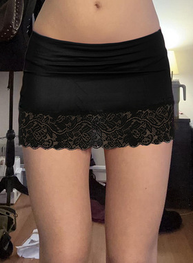 下摆拼接蕾丝包臀裙女薄款裙子内衬纯色防透半身裙内搭打底裙秋季