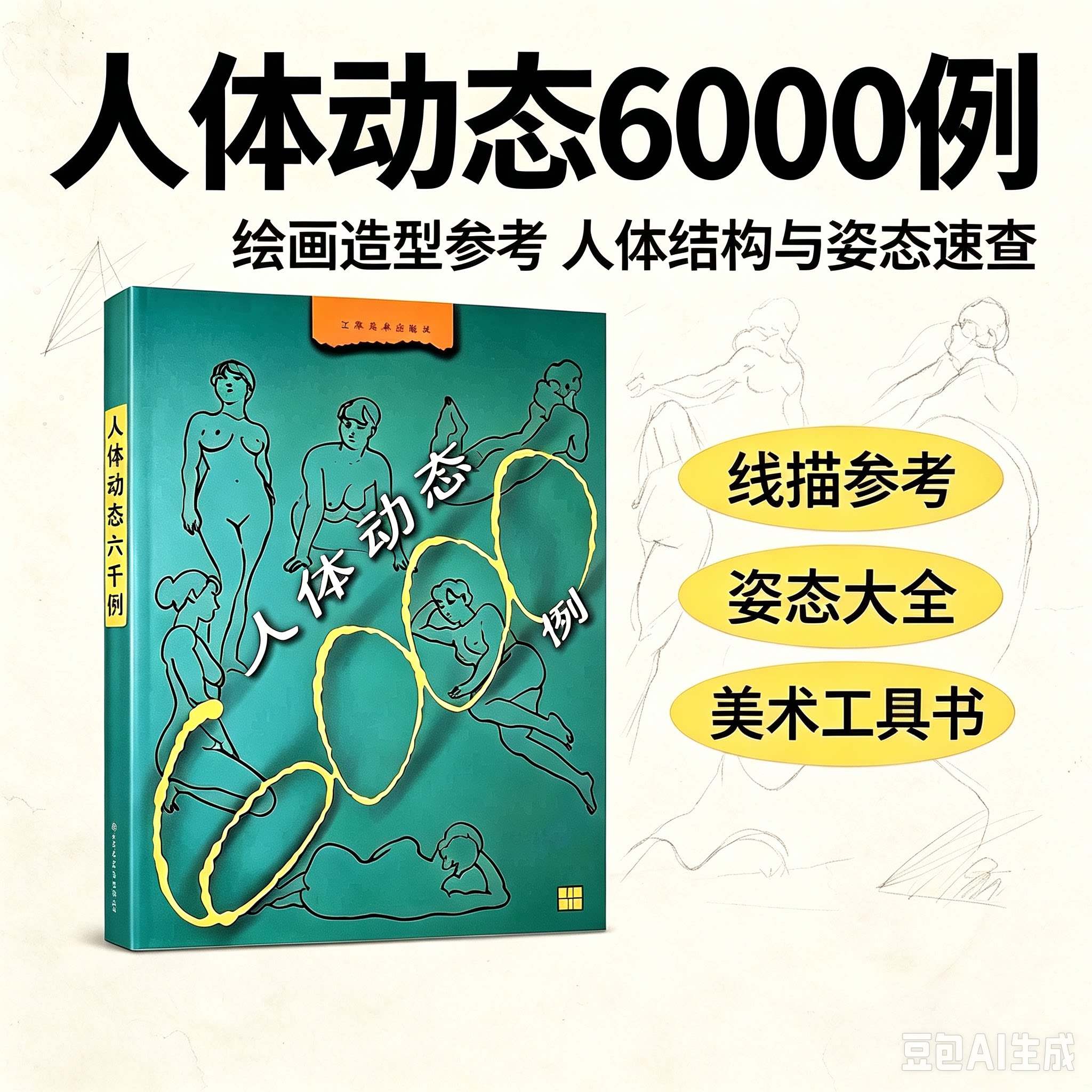 人体动态6000例人物动态绘画技法连环画插图画坐立卧姿各种姿势白描线描技巧图谱大全集美术服装素描写资料素材参考图书江苏美术社