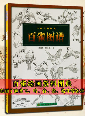 百雀图谱 王满良滕化文绘作品 王满良滕化文绘麻雀孔雀花鸟绘画技法工笔白描线描画素材教材教程底稿线描稿工笔画 天津人民美术