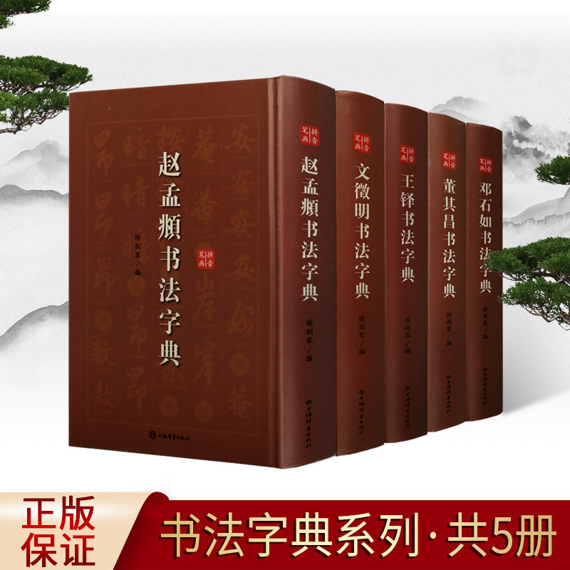 中国历代名家书法字典赵孟頫文徵明王铎董其昌邓石如书法字典全套5册32开古代名家行书草书篆书法字帖工具书上海辞书出版社正版