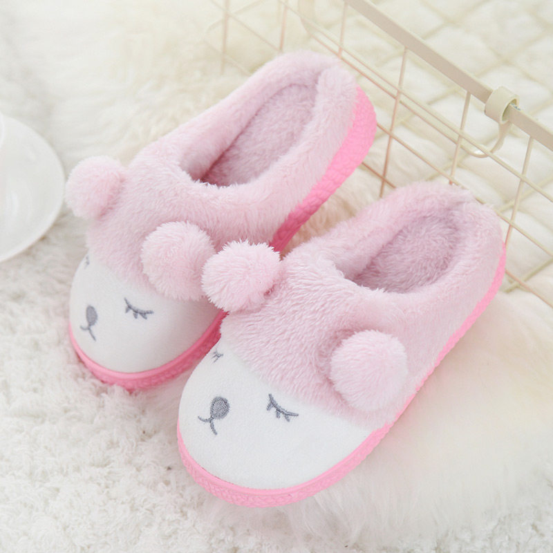 Pantoufles enfants en suède pour hiver - semelle caoutchouc - Ref 1032333 Image 3