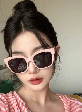 方形嫩粉色墨镜女ins网红太阳镜