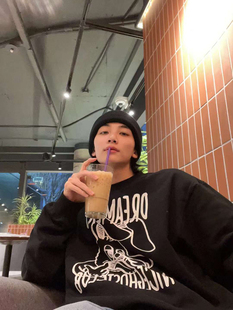 SEVENTEEN尹净汉同款2023新款兔子短袖T恤圆领卫衣黑色全圆佑男女