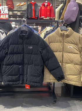 李宁男子羽绒服冬款立领灯芯绒加厚保暖短款防风羽绒外套 AYMT209