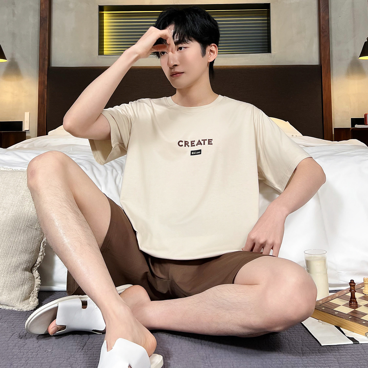 睡衣男夏季2026新款纯棉短袖短裤男款套头休闲夏天薄款家居服套装