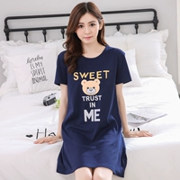 Áo ngủ nữ mùa hè cotton ngắn tay phiên bản Hàn Quốc của sinh viên tươi có thể mặc đồ ngủ nữ mùa hè dễ thương dịch vụ tại nhà - Đêm đầm shop váy đẹp