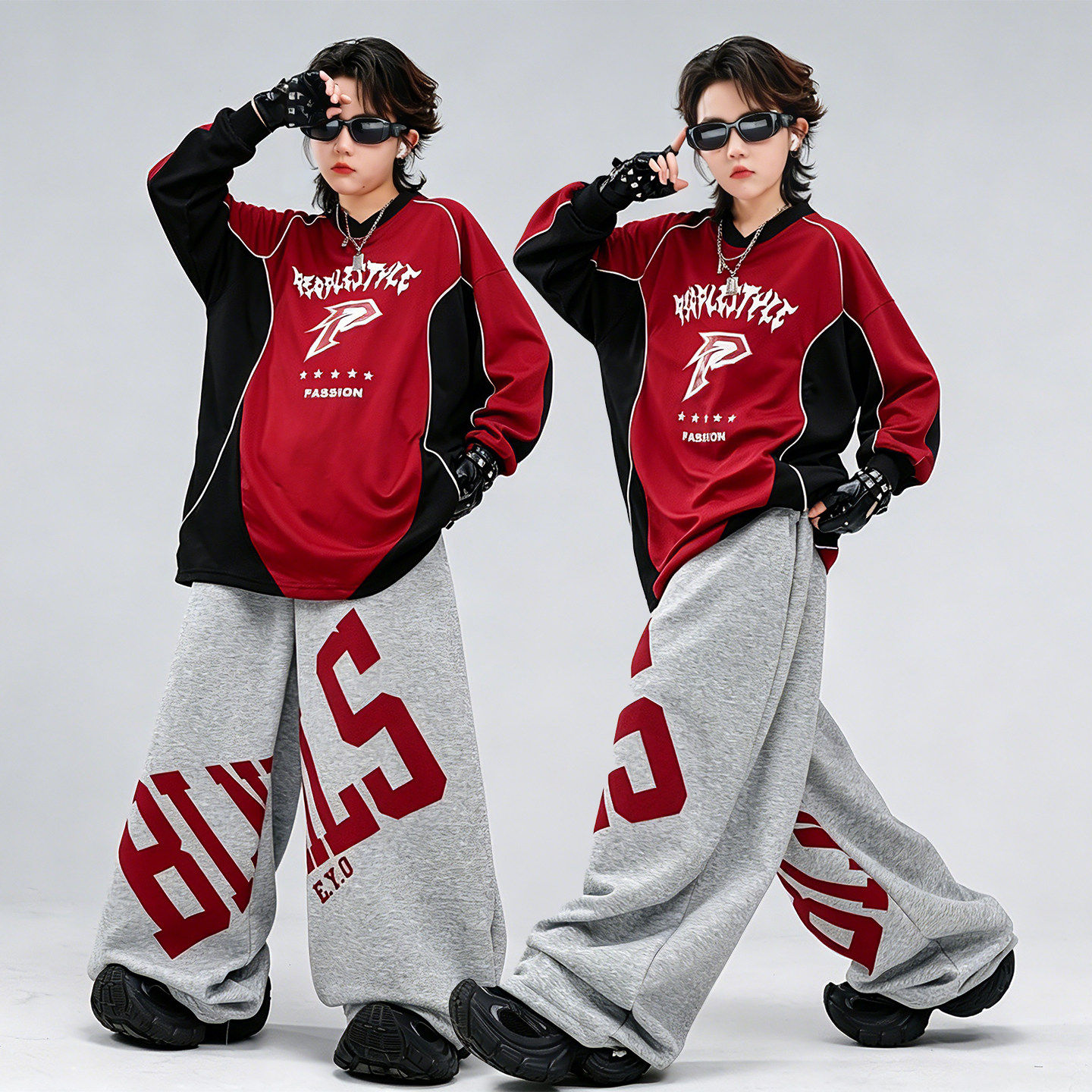 儿童街舞演出服嘻哈男童表演服hiphop架子鼓酷帅套装潮秋冬舞蹈服