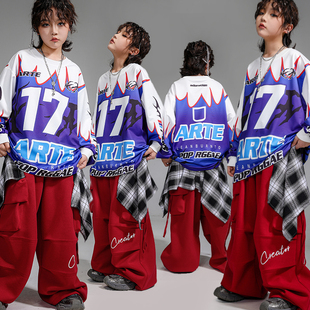 少儿街舞服装男童上衣工装裤套装儿童嘻哈潮服女童hiphop演出服春