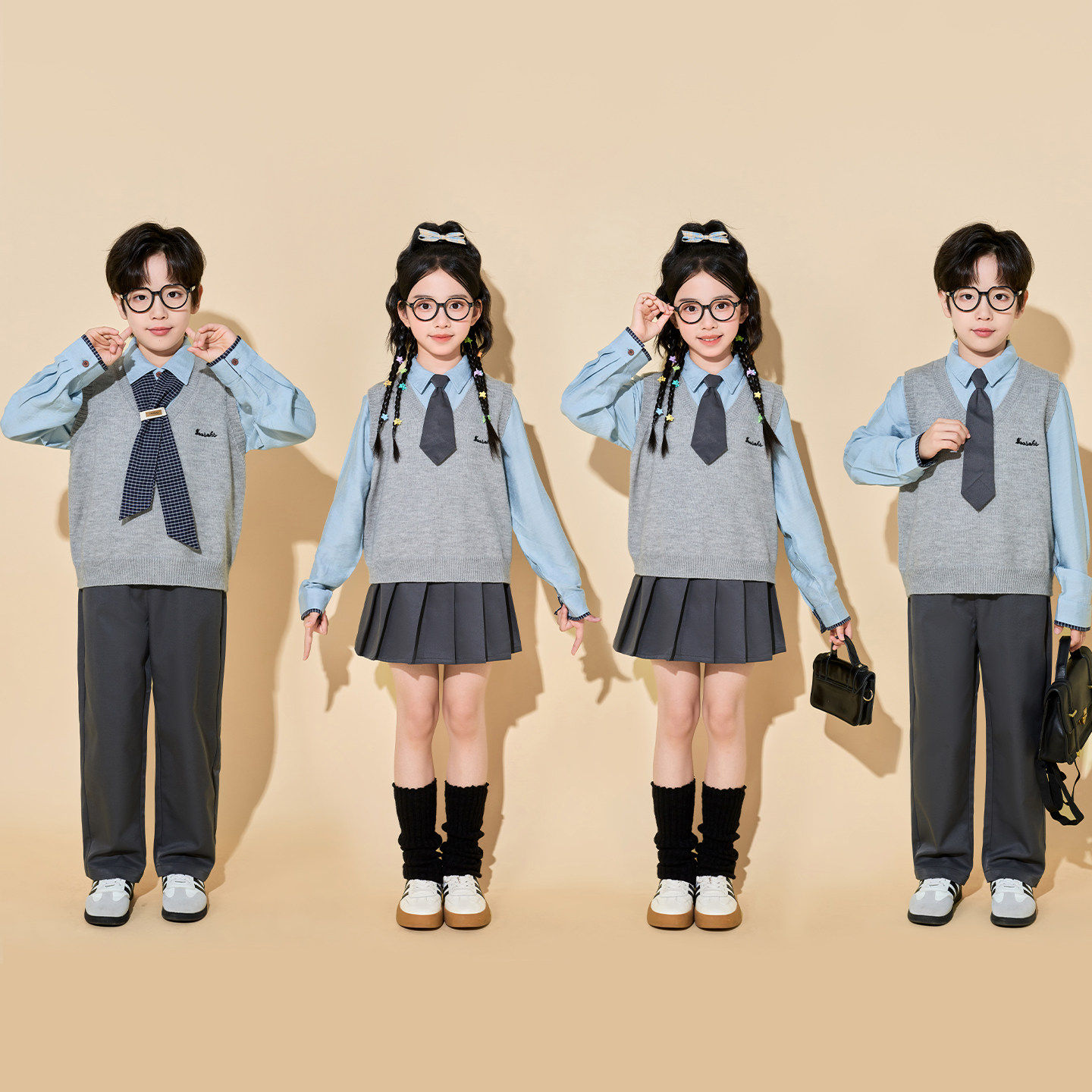小学生运动会服装学院风朗诵合唱班服毛衣表演服儿童啦啦队演出服