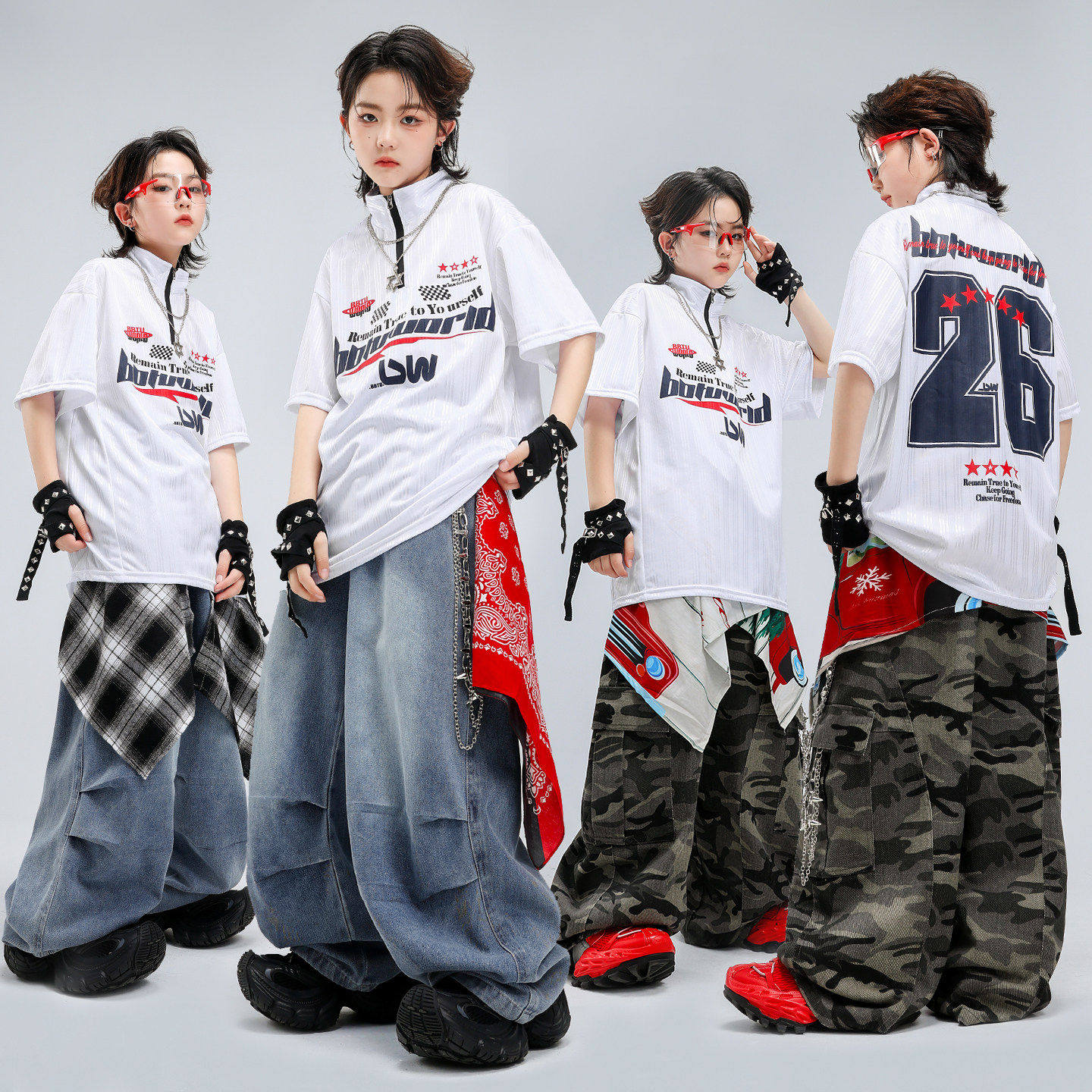 街舞儿童潮服舞蹈演出服小学生酷帅套装架子鼓爵士舞嘻哈表演服装