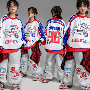 街舞儿童潮服潮酷嘻哈风上衣跳舞裤套装男童少儿酷炫演出服装女孩