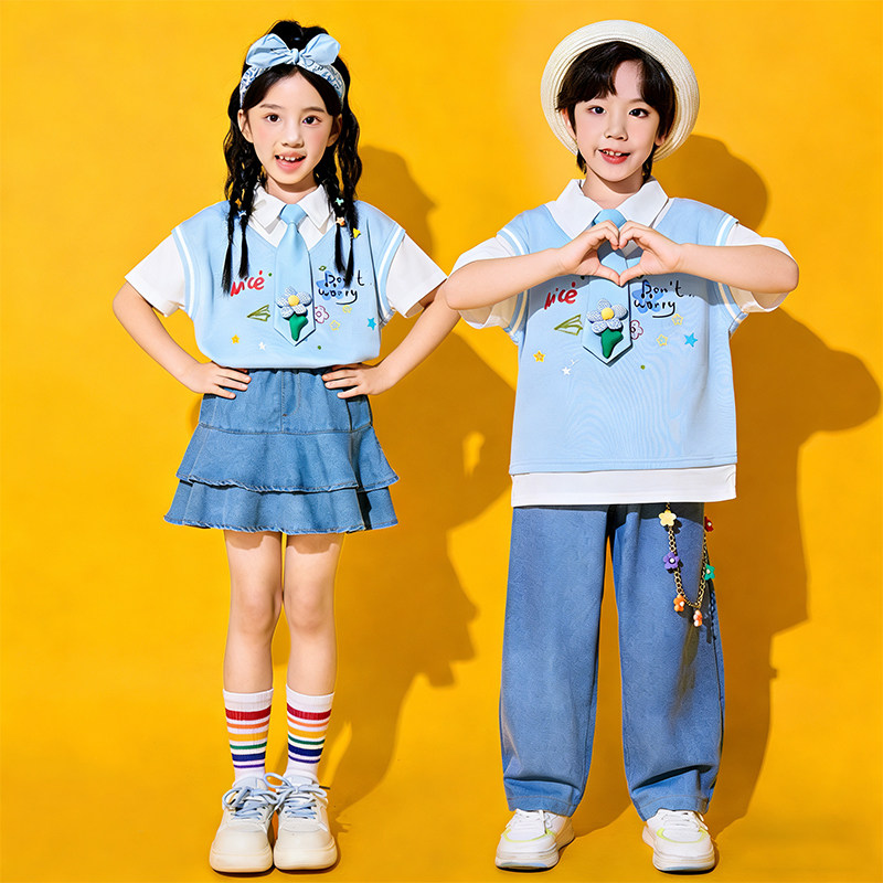 六一儿童节啦啦队学院风演出服小学生运动会开幕式幼儿园班服表演