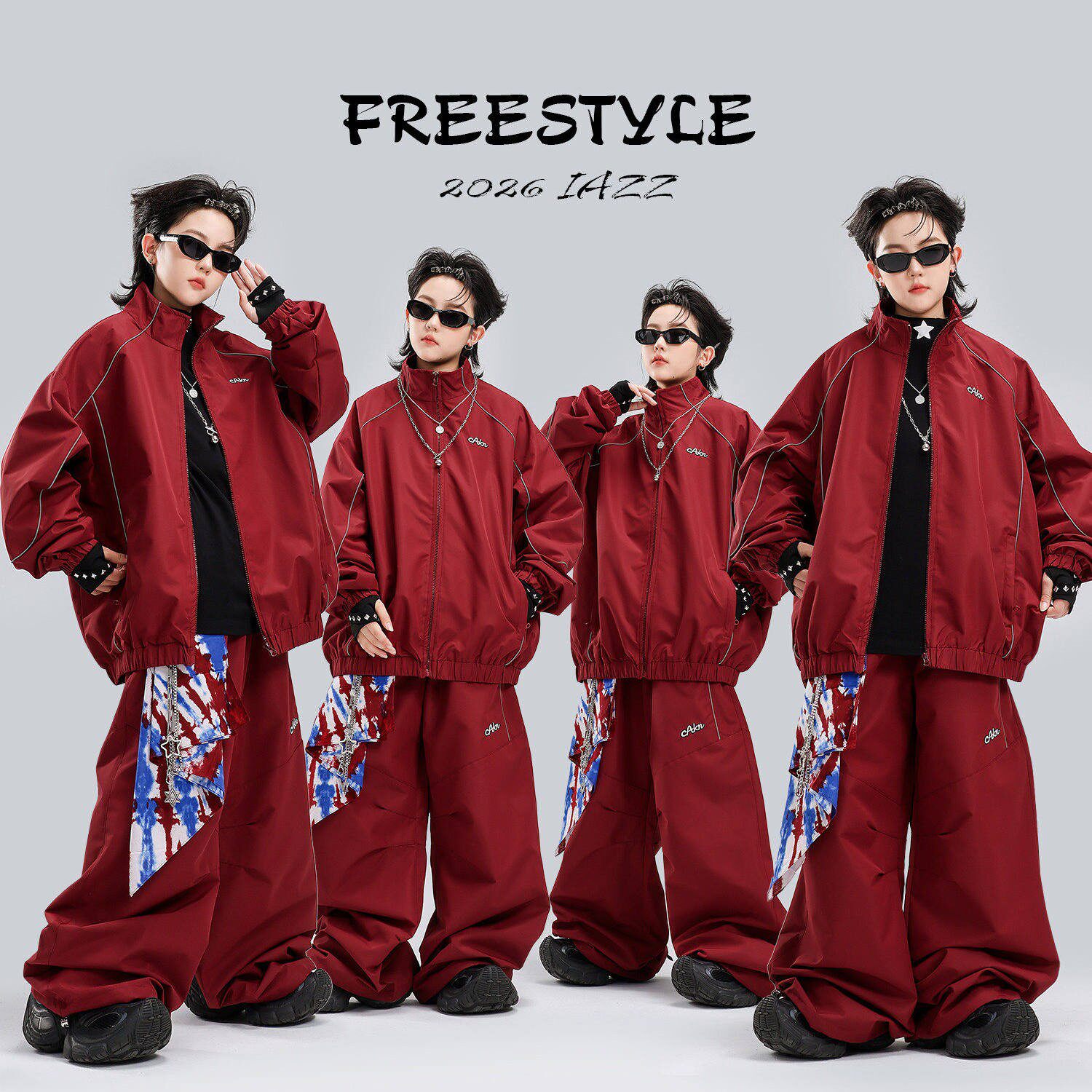 街舞儿童潮服男童嘻哈服装酷帅元旦演出服hiphop舞台装表演服套装