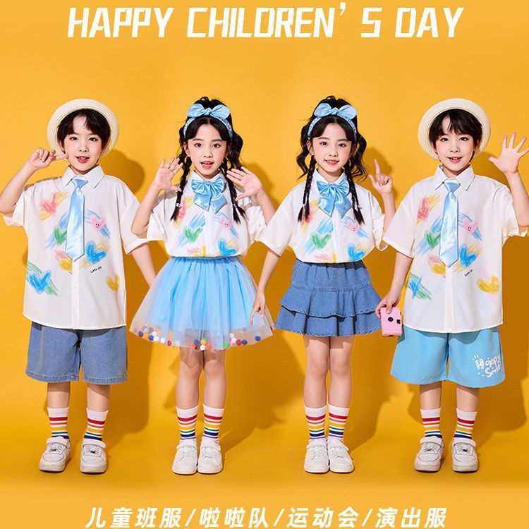 六一儿童啦啦队演出服学院风小学生合唱服运动会幼儿园毕业照班服