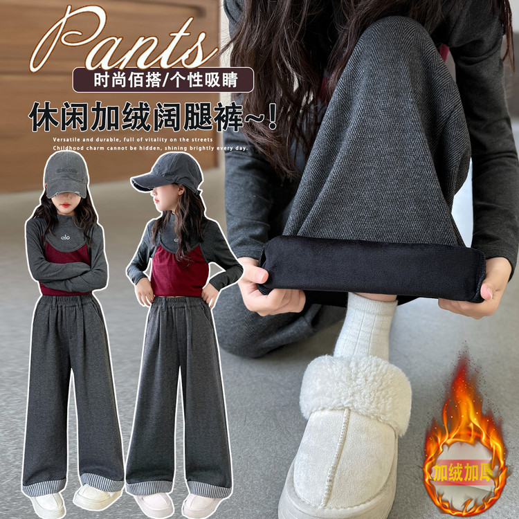 聚酯纤维口袋无弹冬季女裤子