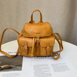 学院风时尚休闲简约风多口袋双肩包女2026新款百搭软皮手提小背包