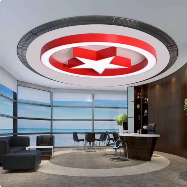 红色LED圆形五角星建活动室镰刀锤子会议室来图定制LOGO办公灯具