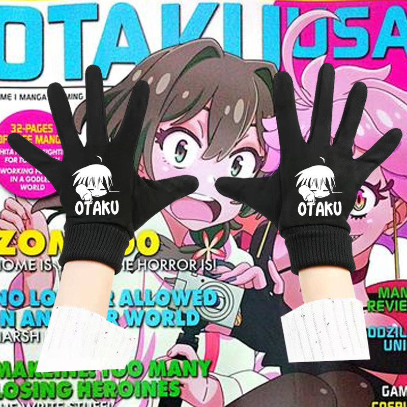 日系OTAKU御宅族二次元男女学生秋冬保暖骑行印花分指手套动漫潮