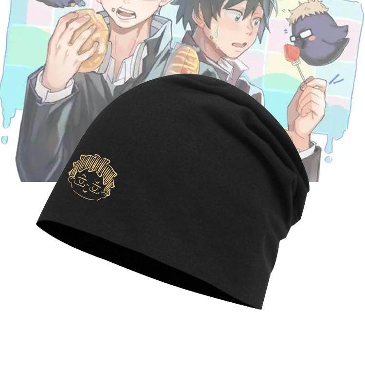 排球少年周边乌野高校月岛萤山口忠印花保暖包头帽男女纯棉堆堆帽