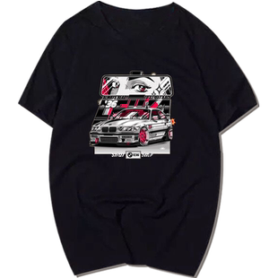 原宿风短袖t恤男 性能改装部门Mpower 情怀改装E36半袖上衣服棉潮