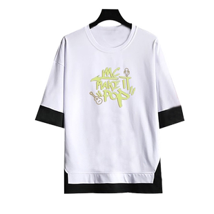 卡通MC张天赋演唱会this is mc2男女应援印花宽松五分袖假两件T