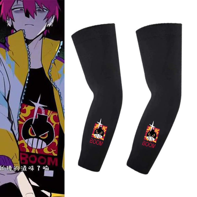 硬核一中漫画戎星野戎朕也科小嵬汲萌萌同款印花冰袖男女防晒袖套