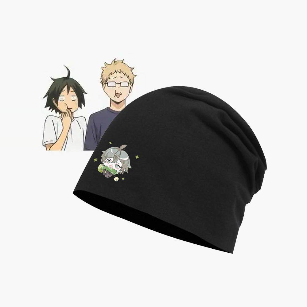 排球少年乌野高校周边月岛萤山口忠动漫印花包头帽男女保暖堆堆帽