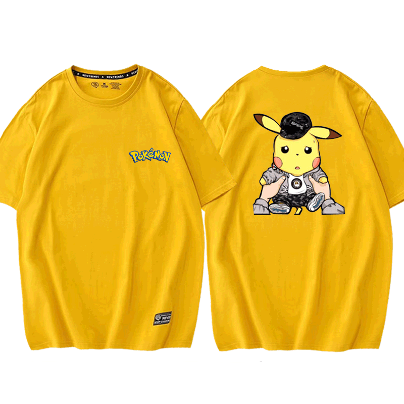 精灵宝可梦皮卡丘联名pokemon男女落肩款短袖T桖时尚潮流半袖定制