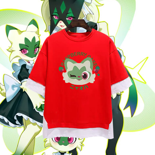 新叶喵宝可梦神奇宝贝印花假两件