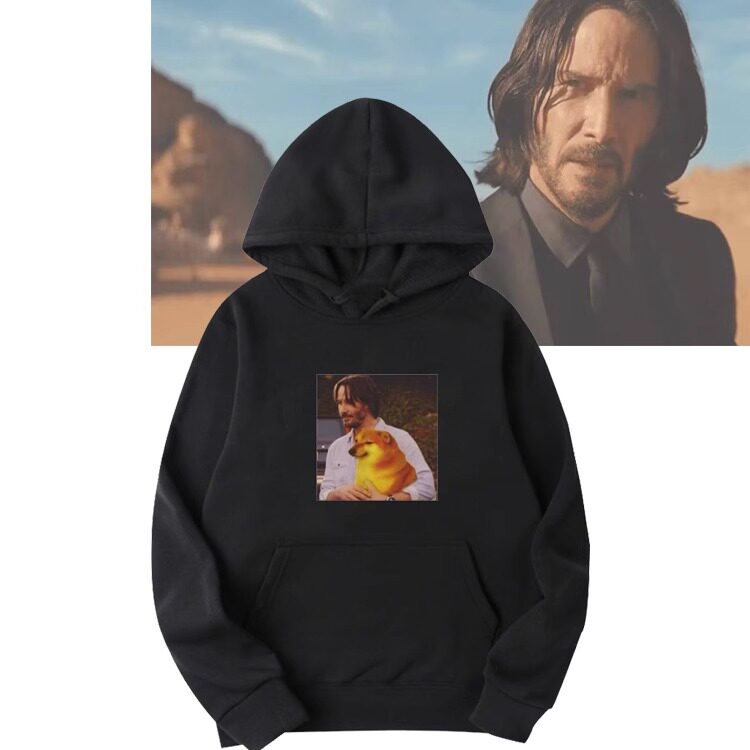 柴犬狗子恶搞印花宽松连帽卫衣