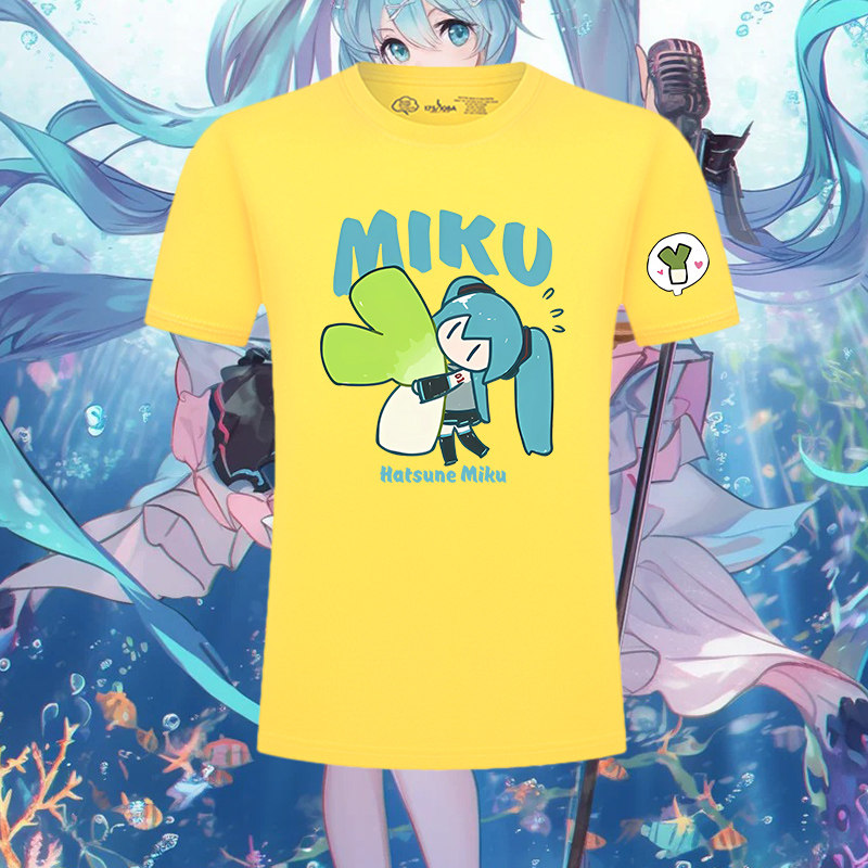 初音MIKU未来周边cos二次元动漫印花短袖男女宽松纯棉T恤衫上衣服