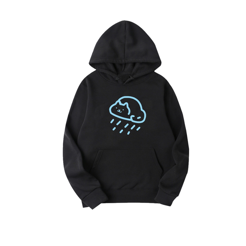 天气猫狗宽松连帽卫衣上衣