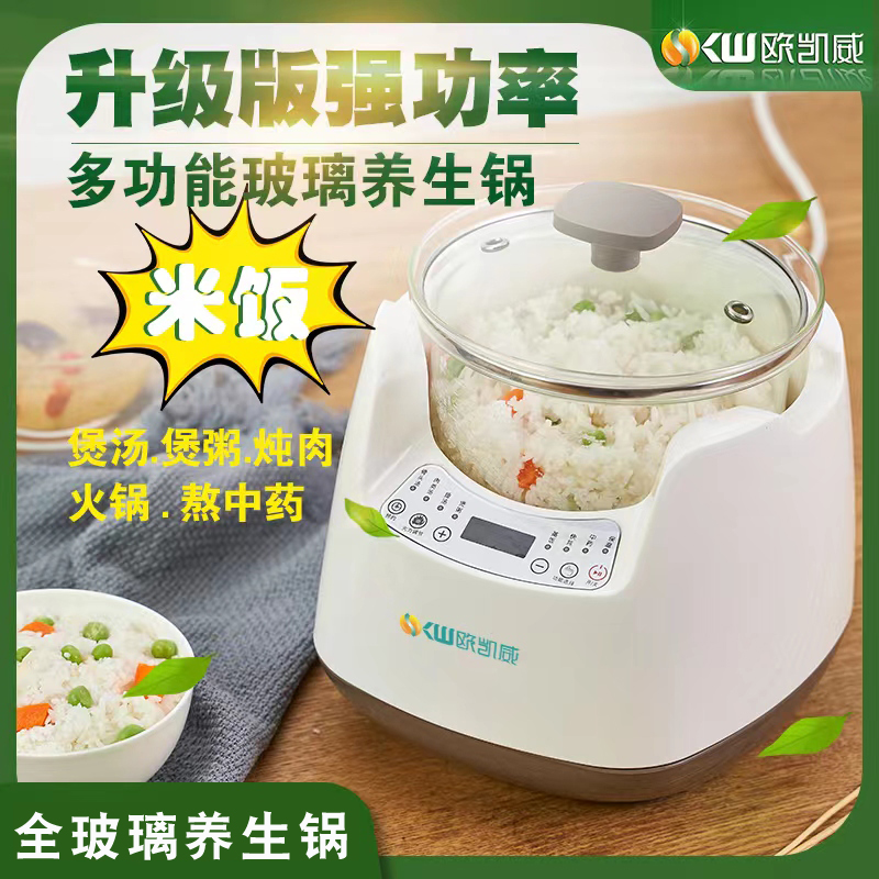 欧凯威全玻璃电炖锅智能养生锅家用电饭锅煮饭炖汤锅煮粥煎药1.8L