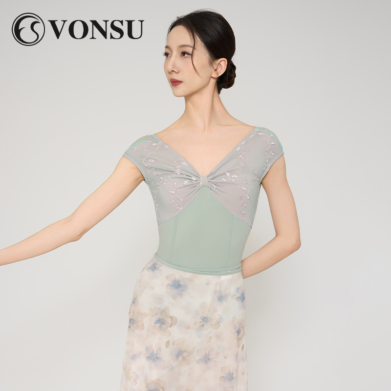 vonsu梵舒芭蕾舞体操服体服女生刺绣形体练功服舞蹈服成人高级