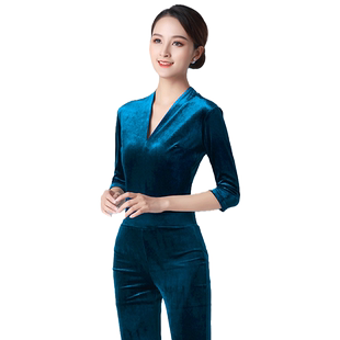 梵舒2025新款丝绒形体训练服女气质礼仪导师服仪态体态走秀模特